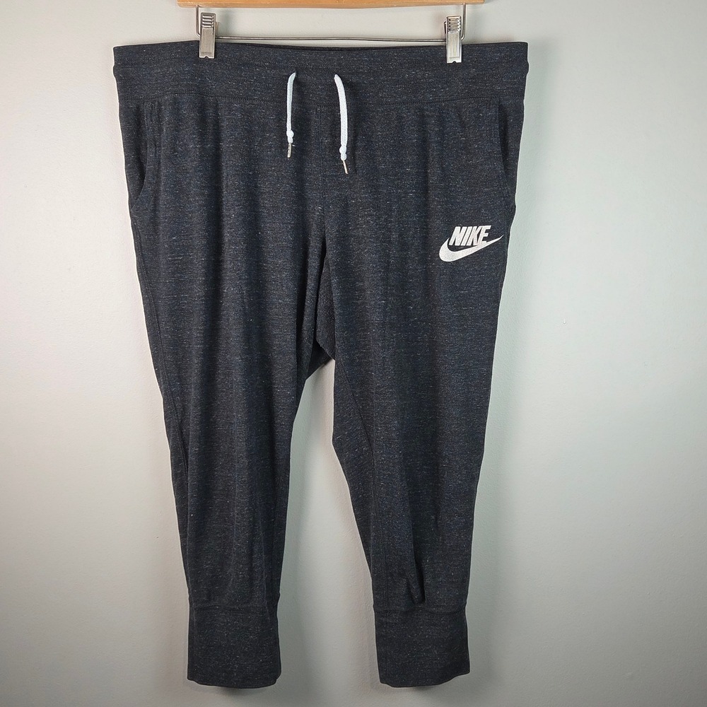 Nike Capri Joggers Women XL Gray Good Gym Vintage Heathered Sweatpants Pants